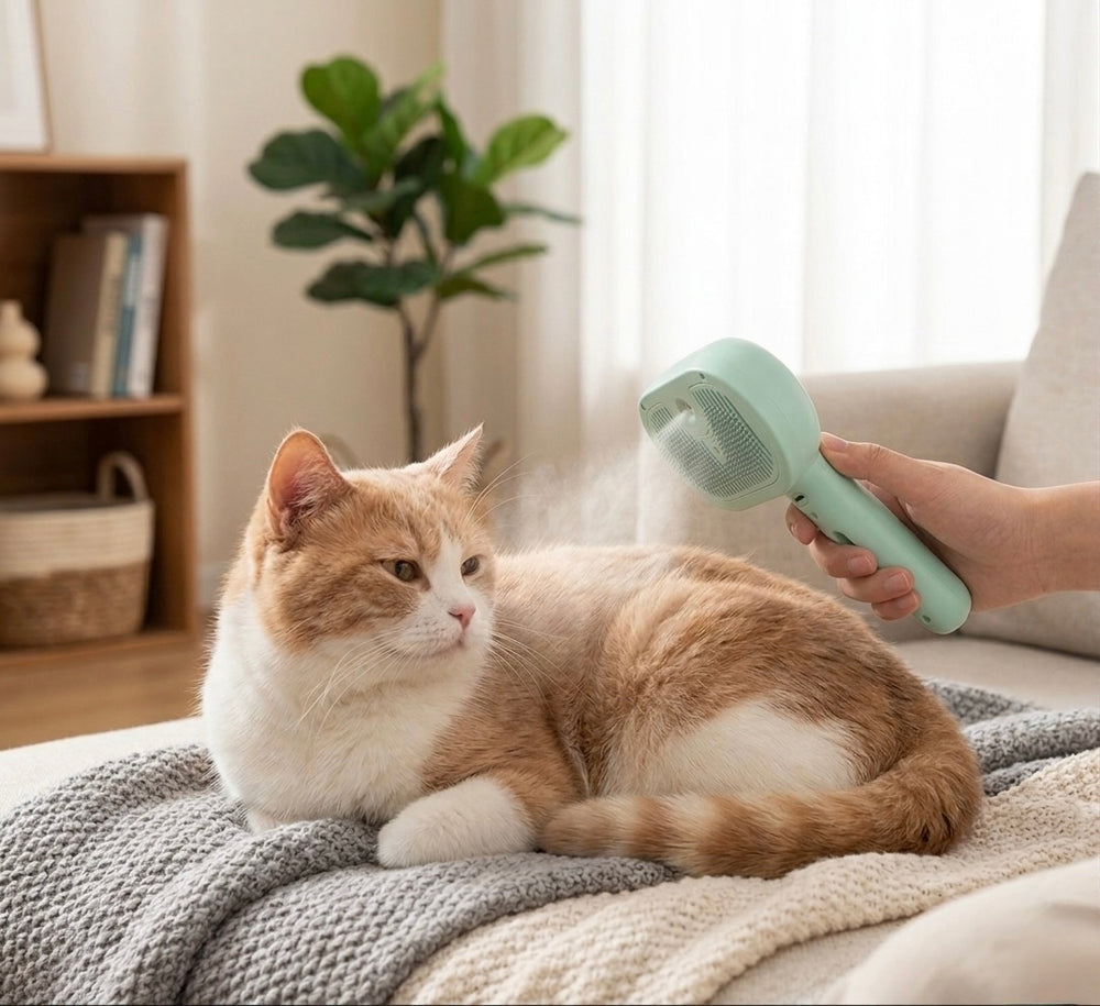 Self-Cleaning Pet Grooming Brush for Cats & Dogs – Electric Deshedding Slicker Brush with Mist Spray – Flurr, USB-C Rechargeable