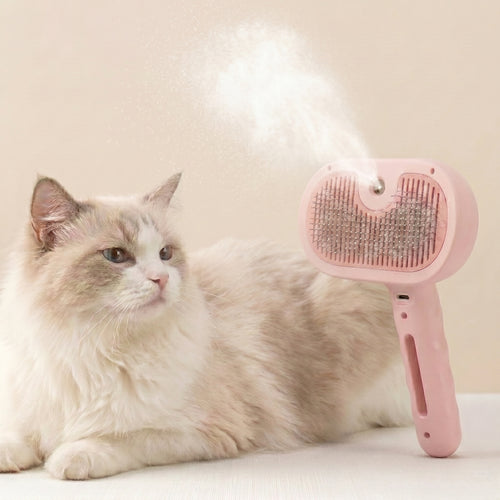 Self-Cleaning Pet Grooming Brush for Cats & Dogs – Electric Deshedding Slicker Brush with Mist Spray – Flurr, USB-C Rechargeable